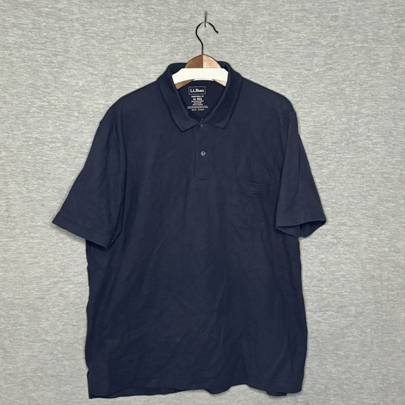 L.L. Bean Polo Shirt Men's XL Reg Short Sleeve Navy Hi-Lo Hem Casual Workwear - Picture 1 of 4